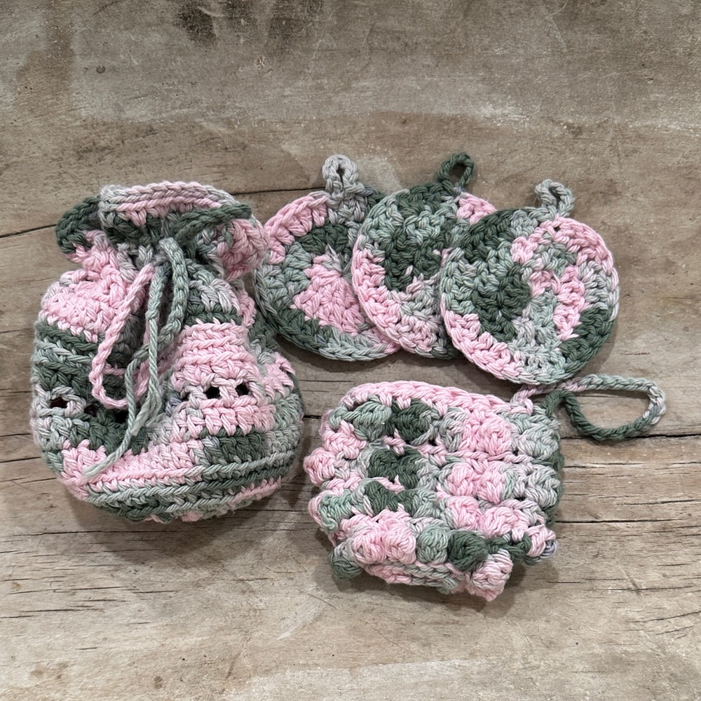 Handmade Cotton Crochet Bath Set.